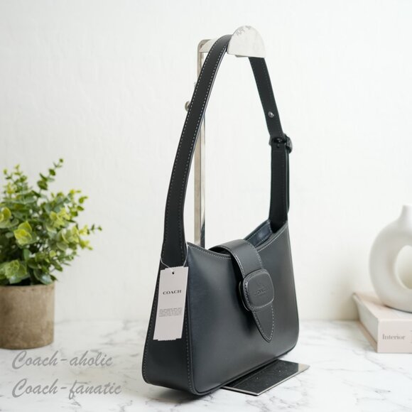 NWT Coach CAA92 Eliza Shoulder Bag With Zipper Closure Refined Leather Black - Picture 3 of 14